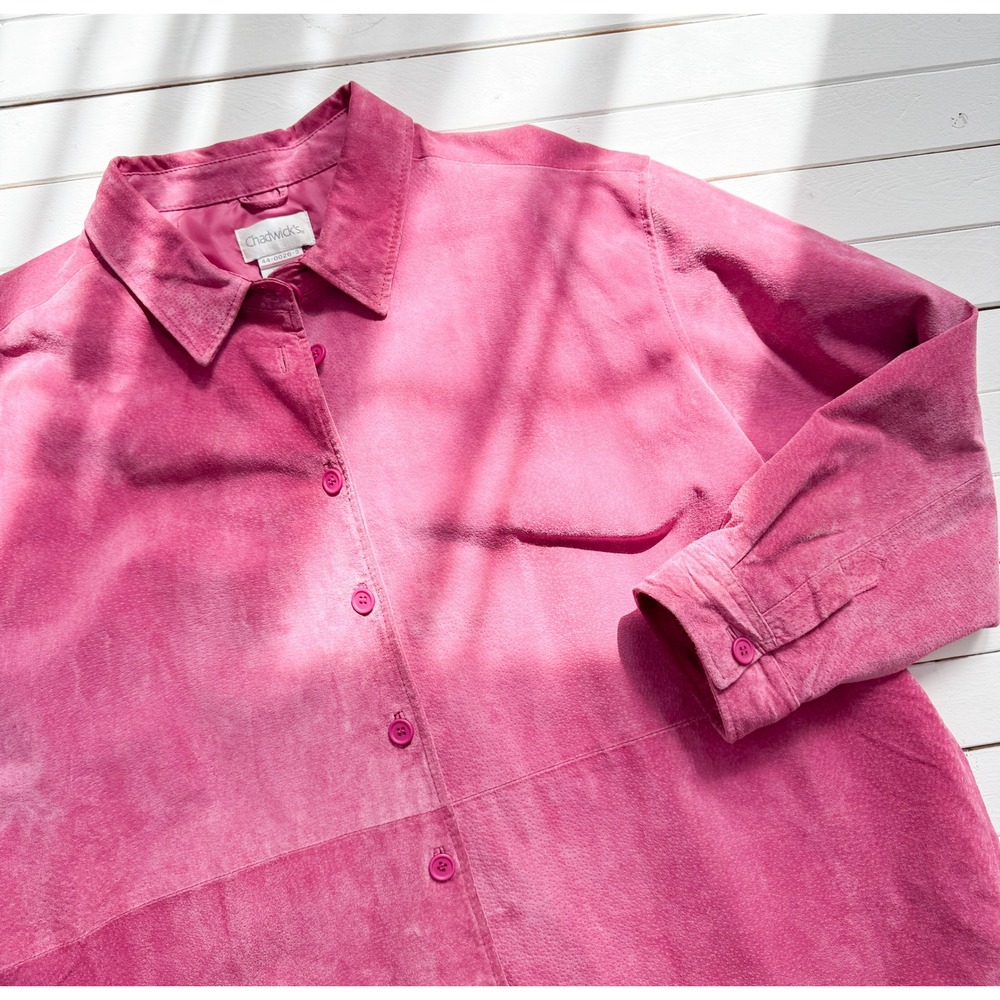 Chadwick's y2k vtg hot pink suede plus‎ size jacket shacket size 2X - Picture 2 of 7